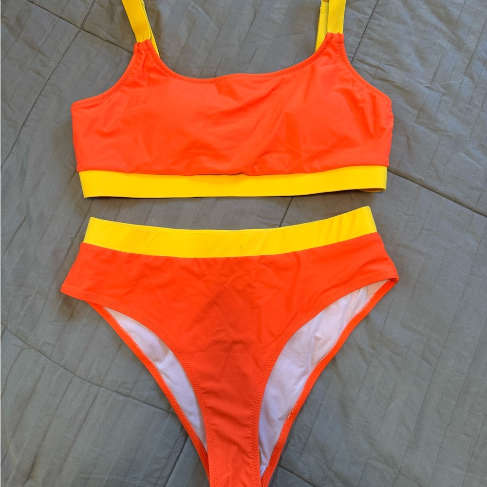 Vibrant Orange and Yellow Bikini Set